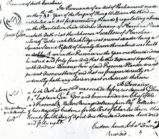 Zachariah document - South Carolina archives