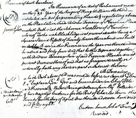 Zachariah document - South Carolina archives